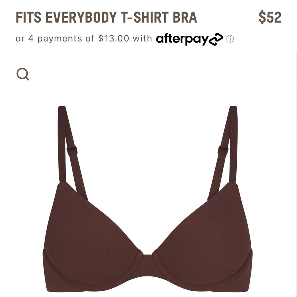 NWT SKIMS FITS EVERYBODY T-SHIRT BRA- Cocoa | 40C